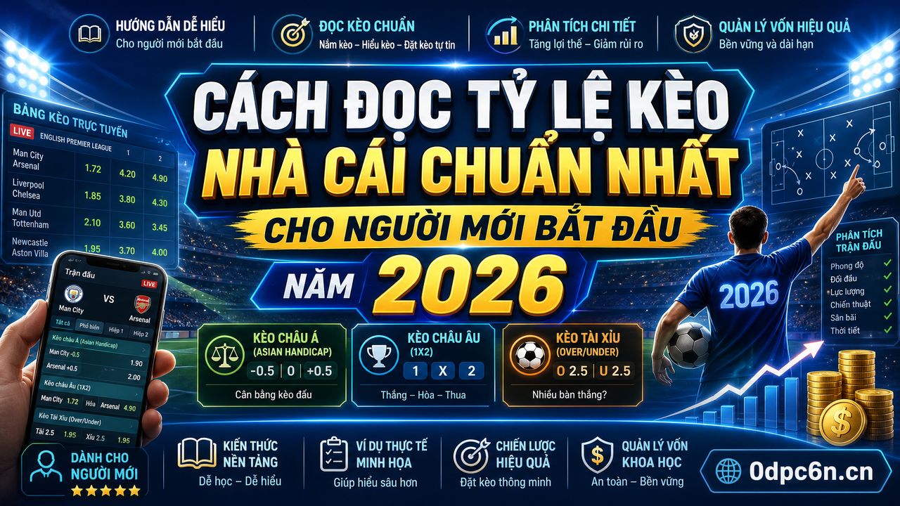 Cách đọc tỷ lệ kèo nhà cái chuẩn nhất cho người mới bắt đầu năm 2026